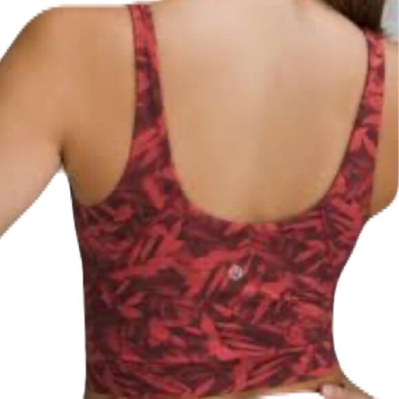 Lululemon Align Cropped Tank Top Spray Leaf Fireside Red Multi Size 8 - Picture 2 of 7